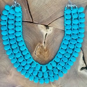 Turquoise statement 3 layered chain necklace